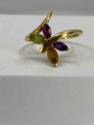 Bague Bague papillon en or jaune & pierres fines 58 Facettes