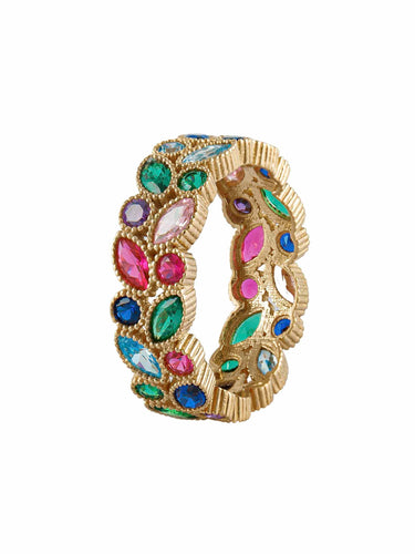 Bague Bague Or Jaune et Pierres de couleurs 58 Facettes 210003