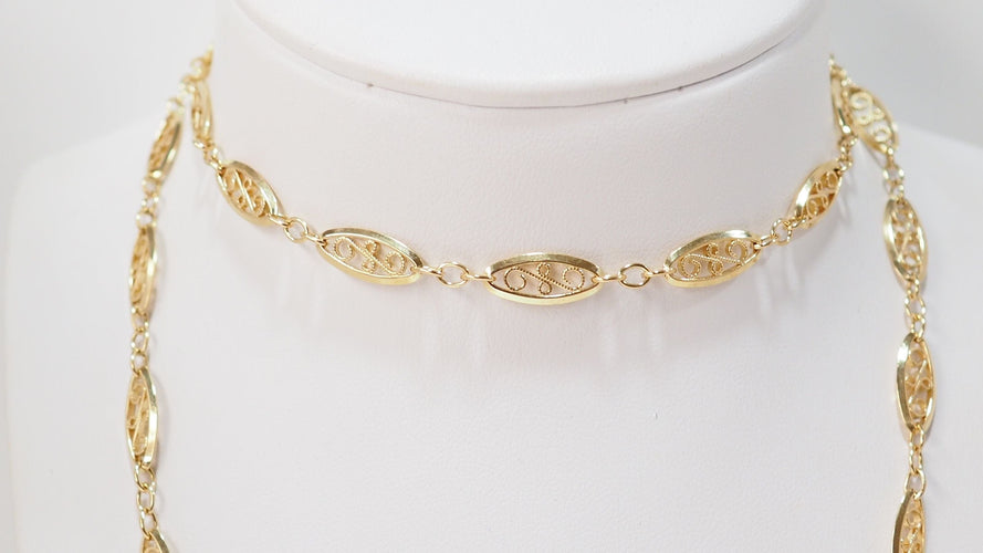 Collier 73cm Sautoir maille filigrane or jaune 58 Facettes 31951