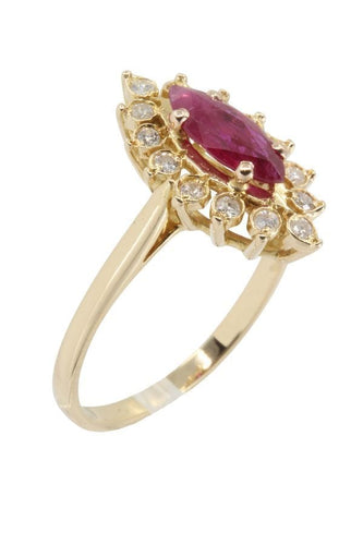 Bague 52 MARQUISE MODERNE RUBIS ET DIAMANTS 58 Facettes 040311