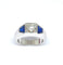 Bague Chevalière or blanc diamant 0,92 carat saphirs synthétiques 58 Facettes