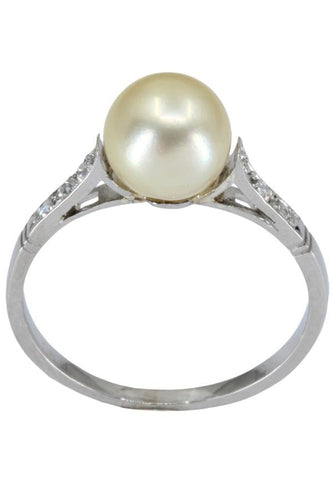 Bague 53 BAGUE PERLE ET DIAMANTS 58 Facettes 047891