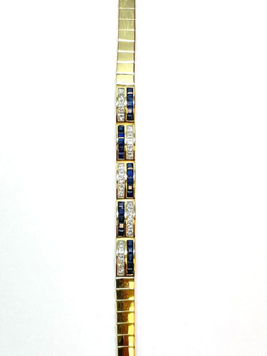 Bracelet Bracelet femme en or jaune diamants et saphirs 58 Facettes
