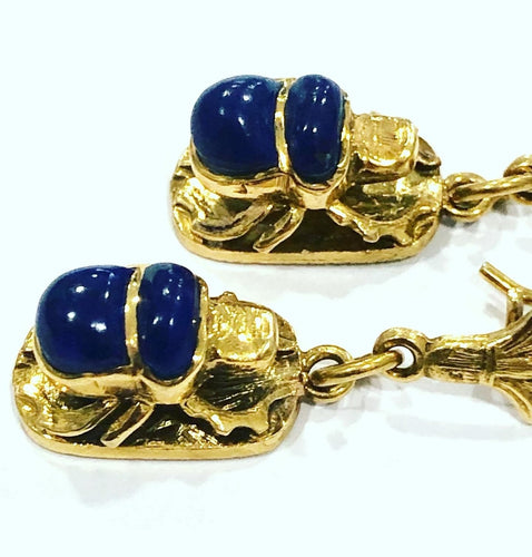 Boucles d'oreilles Boucles d’oreille en Or jaune & lapis-lazuli 58 Facettes
