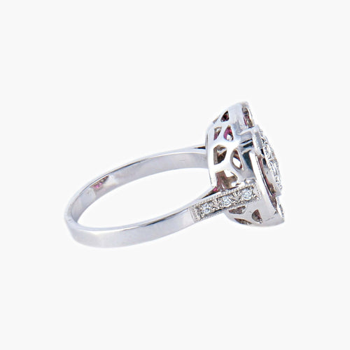 Bague 54 Bague Style Art Déco Diamants et Rubis 58 Facettes
