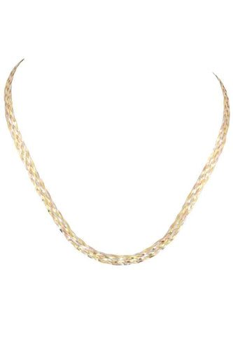 Collier COLLIER MAILLE PLATE TRESSÉE 3 ORS 58 Facettes 042941
