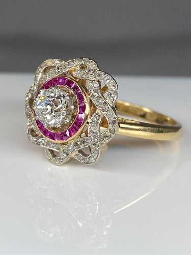 Bague Bague diamants et rubis 58 Facettes