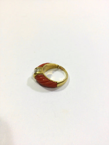 Bague Bague Or, Corail Et Diamants 58 Facettes