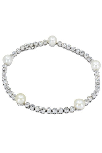 Bracelet BRACELET LIGNE ART-DÉCO PERLES ET DIAMANTS 58 Facettes 046431