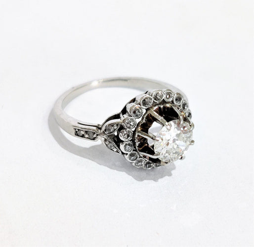 Bague 51 Bague marguerite ancienne diamants 58 Facettes 1-728/3