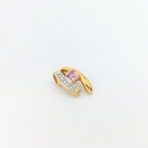 Pendentif Pendentif or jaune saphir rose et diamants 58 Facettes 27237