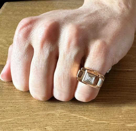Bague 52 Bague Tank Or et Diamant 58 Facettes