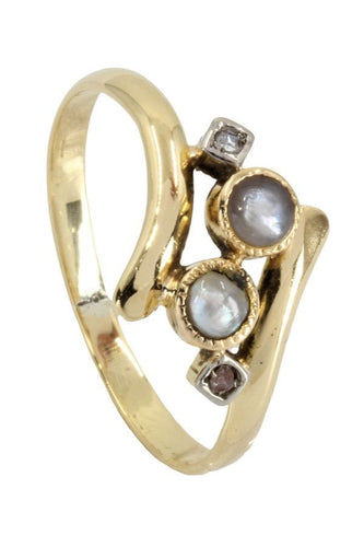 Bague 49 BAGUE TOI ET MOI NAPOLÉON III PERLES ET DIAMANTS 58 Facettes 052021