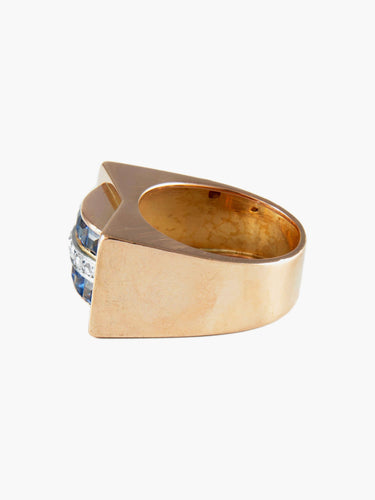 Bague Bague " Tank " Or Rose et Platine 58 Facettes