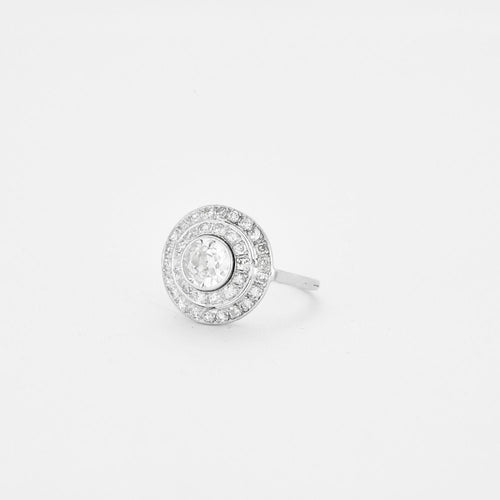 Bague 54 Bague rosace Art Déco Platine diamants 58 Facettes