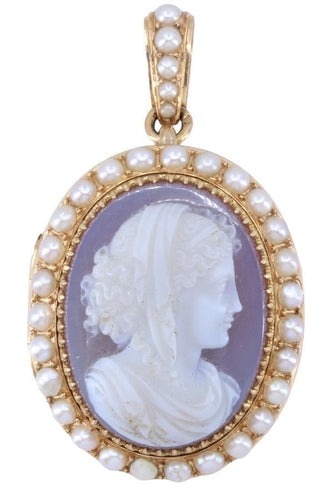 Broche Broche pendentif, camée, perles 58 Facettes 062661