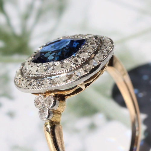 Bague 53 Bague saphir et diamants double rang ancienne 58 Facettes 21-151-53