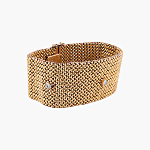 Bracelet Bracelet "manchette" or rose et diamants 58 Facettes