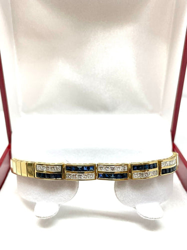 Bracelet Bracelet femme en or jaune diamants et saphirs 58 Facettes