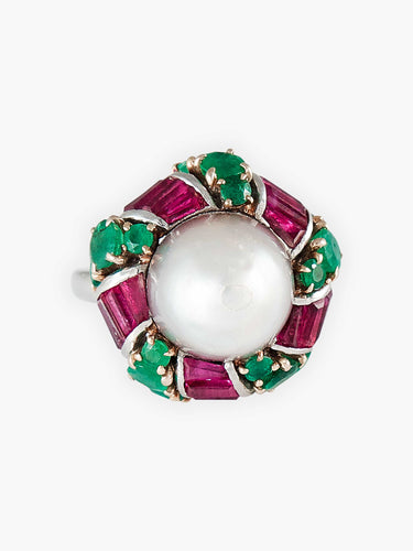 Bague Bague Mauboussin Perle fine, émeraude et rubis 58 Facettes HS2581