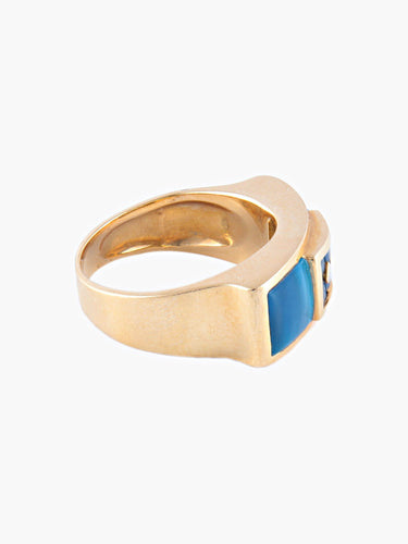 Bague Bague Or Jaune Email saphirs 58 Facettes