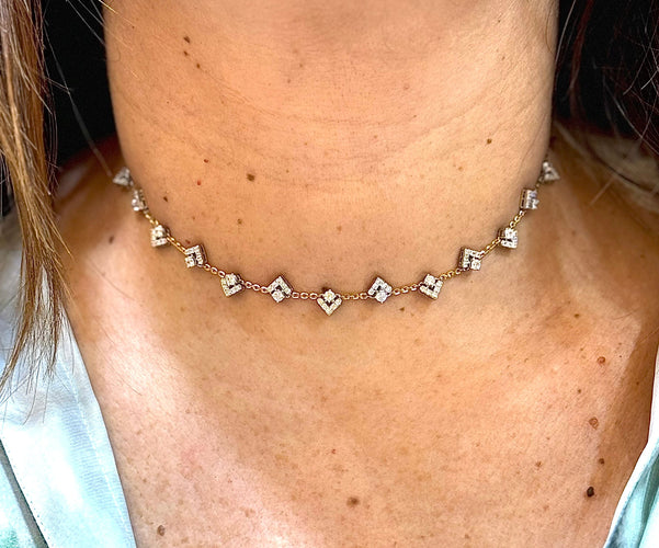 Collier Collier choker or jaune et oxydes de zirconium 58 Facettes