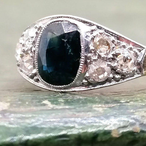 Bague Bague Art Déco Saphir Diamants 58 Facettes 2686