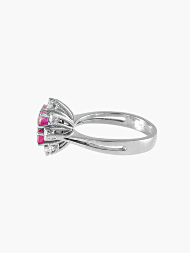 Bague 53 BAGUE VINTAGE RUBIS ET DIAMANTS EN OR BLANC 58 Facettes