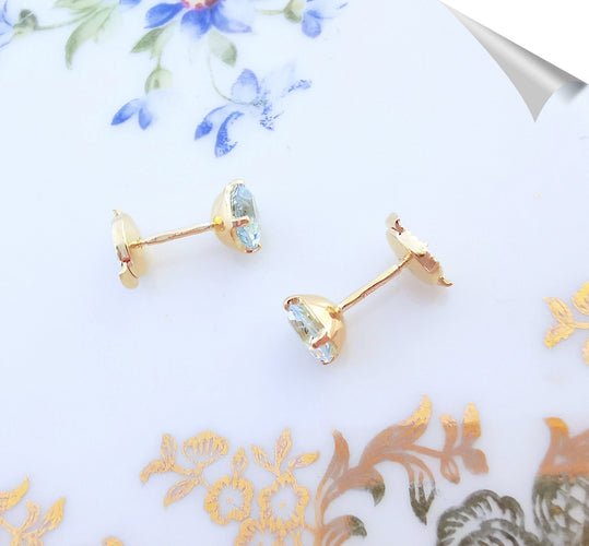 Boucles d'oreilles Boucles d'oreilles puces Aigue-marine 58 Facettes AA 1528