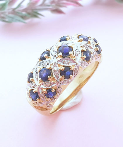 Bague 56.5 Bague Jonc Or Saphirs et Diamants 58 Facettes AA 1633