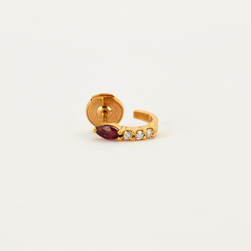 Boucles d'oreilles Demi-créoles or jaune rubis et diamants 58 Facettes