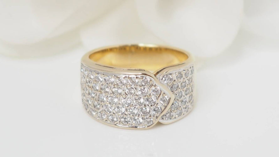 Bague 54 Bague ruban or jaune diamants 58 Facettes 32537