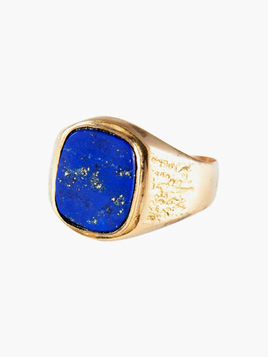 Bague Bague Chevalière Or Jaune Lapis-Lazuli 58 Facettes