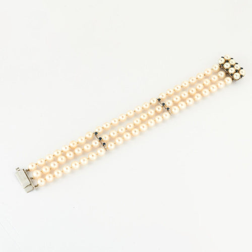 Bracelet Bracelet manchette 3 rangs Perles  Saphirs 58 Facettes