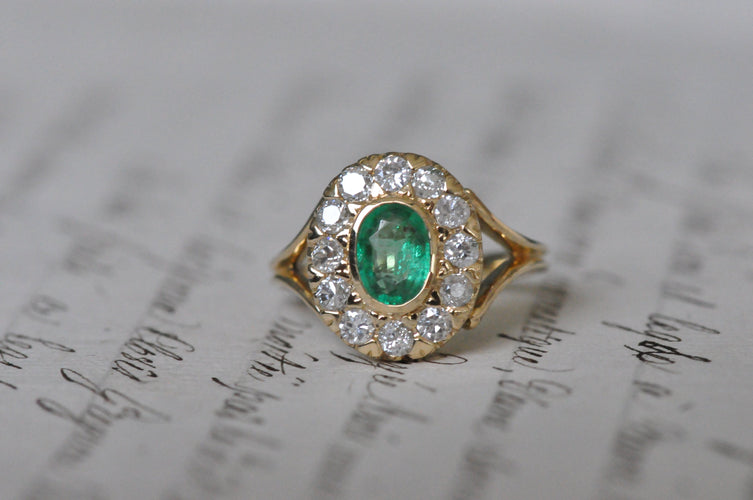 Bague 54 Bague marguerite Emeraude Diamants 58 Facettes