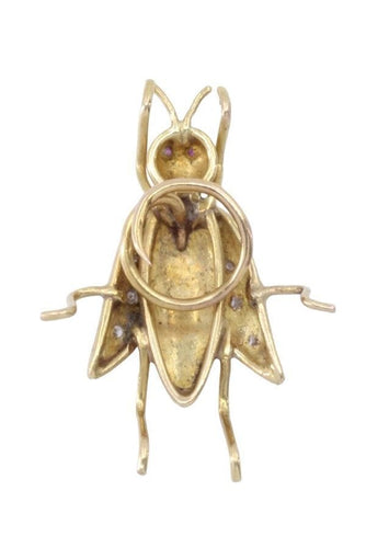 Broche BROCHE ANCIENNE INSECTE RUBIS ET DIAMANTS 58 Facettes 069521