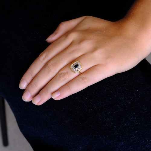 Bague 49 Bague Saphir coussin Diamants 58 Facettes EL2-42