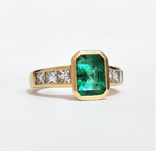 Bague 51 Bague or jaune émeraude diamants 58 Facettes 1CA279/1