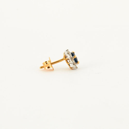 Boucles d'oreilles Boucles d'oreilles saphirs diamants forme marguerite 58 Facettes