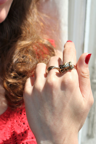 Bague 58 / diamant Bague Rétro 2 Ors, Diamants 58 Facettes 533