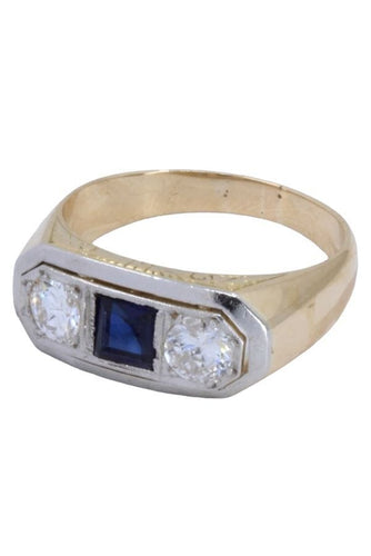 Bague BAGUE ART DÉCO SAPHIR CALIBRÉ ET DIAMANTS 58 Facettes 059591