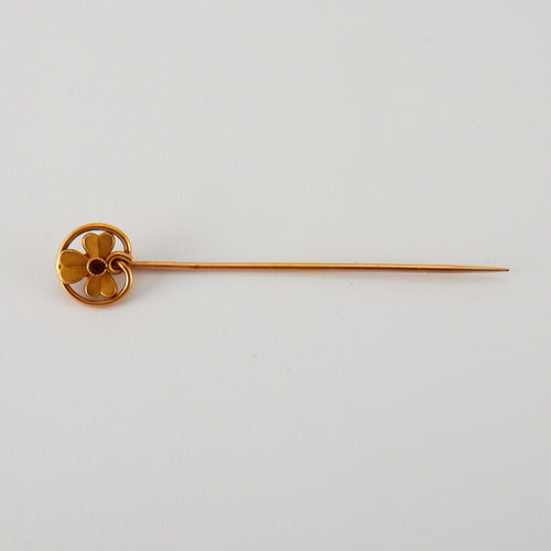 Broche Epingle à cravate trèfle rubis 58 Facettes