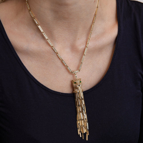 Collier Collier pendentif, or jaune tête de panthère 58 Facettes