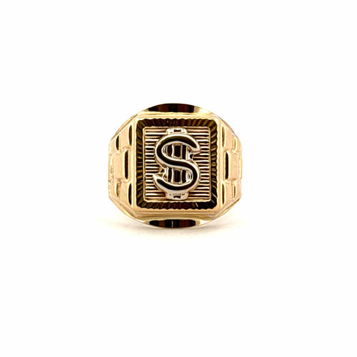 Bague 61 Chevalière Dollars en or jaune 18 carats 58 Facettes