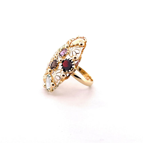 Bague 58 Bague Champignon Or jaune Pierres fines 58 Facettes