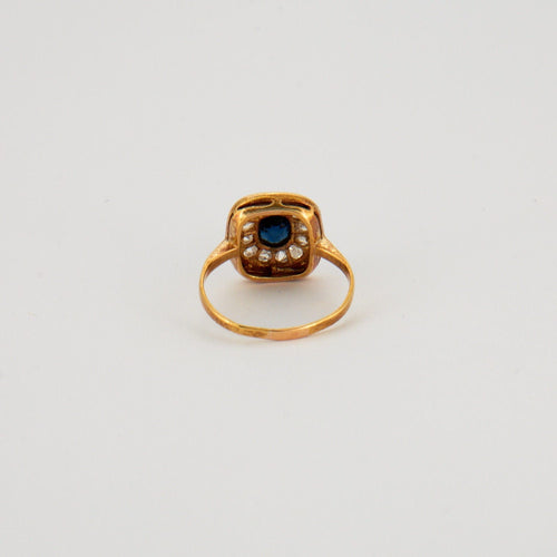 Bague 49 Bague Saphir coussin Diamants 58 Facettes EL2-42