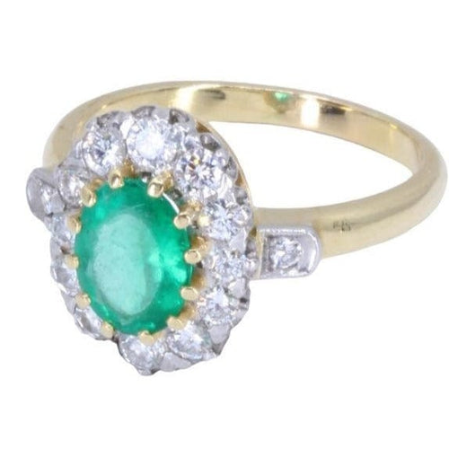 Bague Bague Pompadour Or Platine Emeraude Diamants 58 Facettes 076821