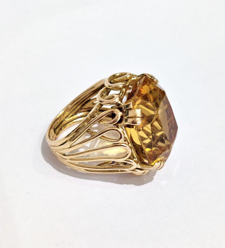 Bague 52 Bague années 60 or jaune et citrine 58 Facettes 1-873/3