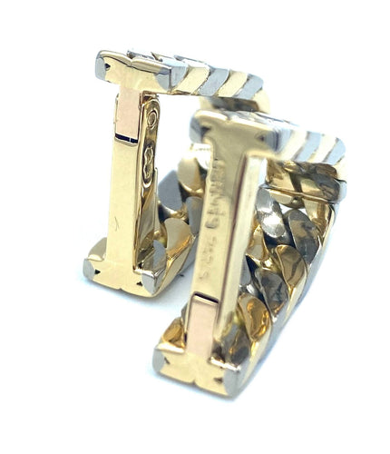 Boutons de manchette HERMÈS. Paire de boutons de manchette 2 ors 58 Facettes
