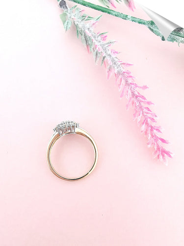Bague 54.5 Bague Fleur Or deux tons & Diamants 58 Facettes AA 1576